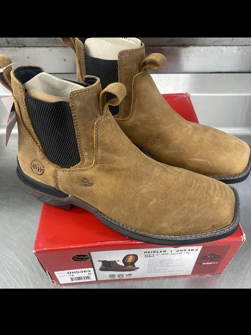 NEW Double-H Boots Men's 12 D 5" Heisler Phantom Rider Square Soft Toe Work Boot